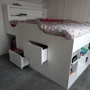 Lit deux place haut avec rangements