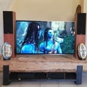 Meuble TV - poutres Douglas et pieds métalliques