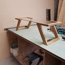 Petite table chêne et verre