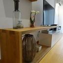 Meuble TV en chêne et stratifié blanc laqué