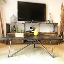 Table basse en bois brulé