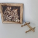 Tableau pyrogravure et cadre en noyer