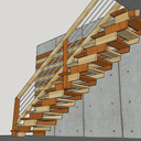 Escalier droit contemporain , sans épure ni tracé