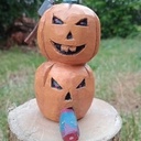 Sculpture bois- deux citrouilles terrifiantes