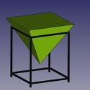 Table d'appoint bois métal en forme de pyramide inversée