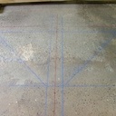 L'épure, au sol, du poinçon et des liens de faîtage