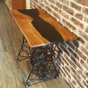 Console vintage Chene et resine epoxy