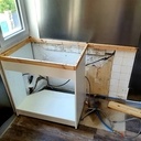 Meuble évier + Plan de travail - Chêne Lamellé Collé & Mélaminé