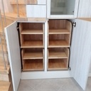 Escalier quart tournant mixte à double crémaillère et caissons