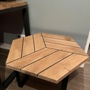 Table basse hexagonale joints type pont de bateau