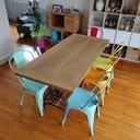 Plateau de table en chêne et rallonges d'appoint en CP