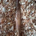 7 ème cuillère de 2023 : Cuillère en bouelau cuite au four et chip carving.