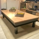 Table basse industriel en IPN et chêne massif