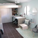 Lit mezzanine avec son armoire et son bureau