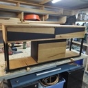 Console murale en chêne valchromat noir et fer