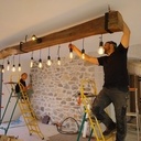 Lustre XXL avec une poutre en chene