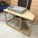 Meuble d'angle salle de bain en chêne