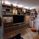 Biblio - TV en chêne et ppm Blanc