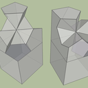 Première version, toutes les surfaces se rejoignent au point central.