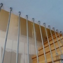 Escalier quart tournant mixte à double crémaillère et caissons