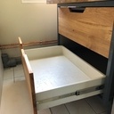 Meuble de salle de bain chêne / OSB / acier