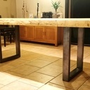 Table cèdre piètement acier