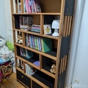 Bibliothèque chêne ébonisé et meurisier