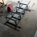 Étagère acier rouillé, tablette en hêtre vieilli...