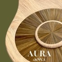 Aura, table basse chêne et marqueterie de paille