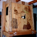 Cheminée savoyarde en Pin cembro et Mélèze