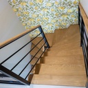 Escalier a limon central double quart tournant