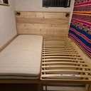 Lit double type “baflan” en chêne et peuplier