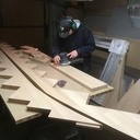 Escalier quart tournant avec pièce rapportée à crémaillères