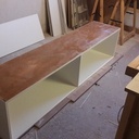 Meuble TV en chêne et stratifié blanc laqué