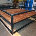 Table basse industrielle chêne massif, pin et acier