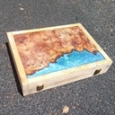 Jeu de backgammon en orme galeux et epoxy