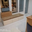 Meuble banquette à dossiers coulissants