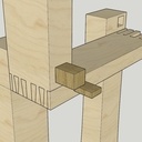 Tabouret haut japonais en bois