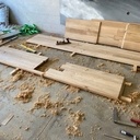 Meuble bas hifi chêne et Valchromat