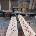 Escalier quart-tournant en frêne olivier