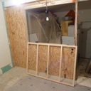 Verrière d'atelier et porte en bois