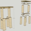Tabouret haut japonais en bois