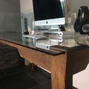 Bureau réalisé avec des poutres de charpente en Keruing