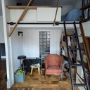 Bibliothèque en noyer massif et contreplaqué stratifié blanc