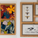 Cadre decoratif bois-tissu