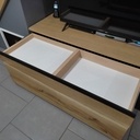 Meuble TV en chêne massif et valchromat noir