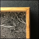 Vide-poche en sapin, orné d’une carte de Saint-Etienne