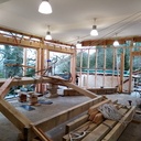 Levage à la chèvre #1. Le portique du sommier en chêne.