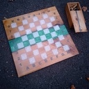 Echiquier chene epoxy blanc et vert
