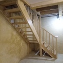 Escalier droit 2 volées en frêne